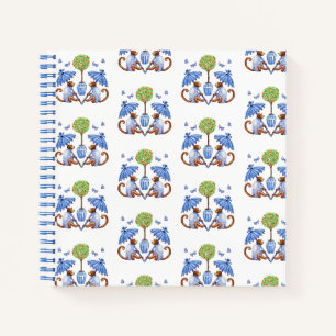 Chinoiserie-Affen und Sonnenschirme Spiralblock Notizblock