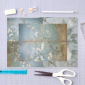 Chinoiserie Aged Blue Panel Collage Seidenpapier (Handwerk)