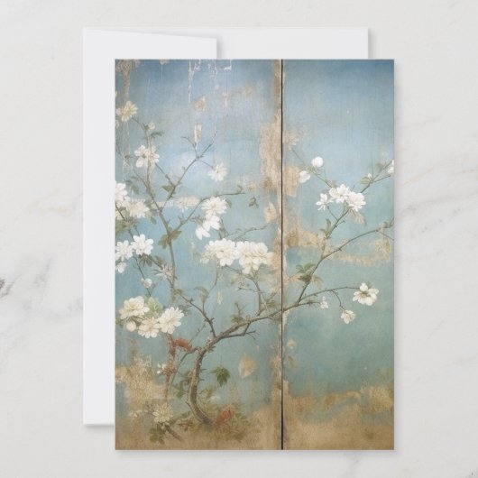 Chinoiserie Aged Blue Panels Einladung (Vorderseite)