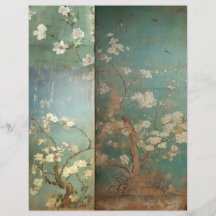 Chinoiserie Antike grüne und Apple Blüten 1