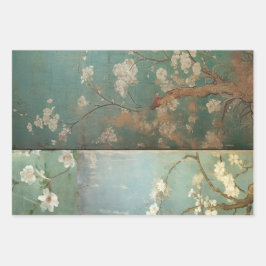 Chinoiserie Antike grüne und Apple Blüten 1 Geschenkpapier Set