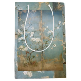 Chinoiserie Antiqued Blue Panels & Cherry Trees Mittlere Geschenktüte