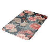 Chinoiserie Aquamarin Peach Florals Badematte (Schrägansicht)