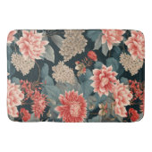 Chinoiserie Aquamarin Peach Florals Badematte (Vorderseite)