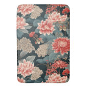 Chinoiserie Aquamarin Peach Florals Badematte (Vorderseite Vertikal)