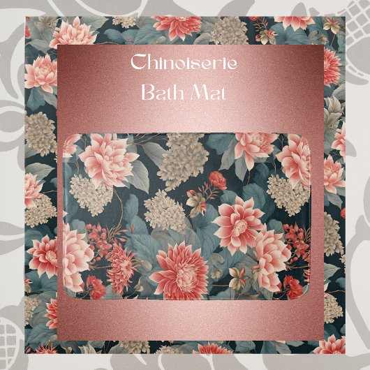 Chinoiserie Aquamarin Peach Florals Badematte