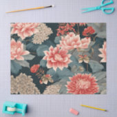 Chinoiserie Aquamarin Peach Seidenpapier (Basteln)