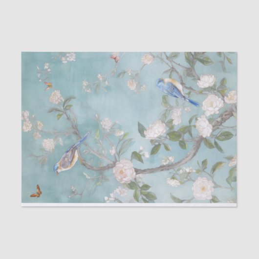 Chinoiserie aquamarines blaues Papiertaschentuch Seidenpapier (Vorderseite)