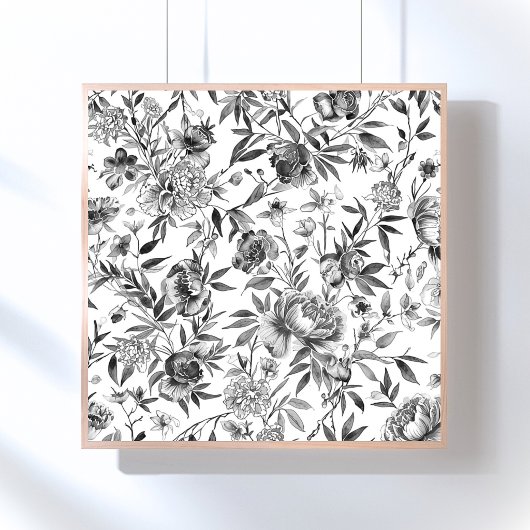 Chinoiserie-Aquarell-Blumen-Botanik-Gemälde Poster