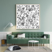 Chinoiserie-Aquarell-Blumen-Botanik-Gemälde Poster