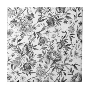 Chinoiserie-Aquarell-Blumen-Botanik-Malerei Fliese