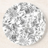 Chinoiserie-Aquarell-Blumen-Botanik-Malerei Getränkeuntersetzer (Vorne)