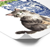 Chinoiserie Art Cat mit Vase bunt Blume Poster (Ecke)