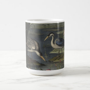 Chinoiserie Artisan Blue Kranich Antike Botanik Kaffeetasse