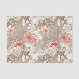 Chinoiserie Asian Floral White Pink Decoupage Seidenpapier
