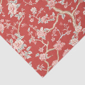 Chinoiserie Asian Red Pink Floral Decouver Seidenpapier (Ausschnitt)