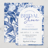 Chinoiserie Asian Something Blue Brautparty Einladung (Vorne/Hinten)