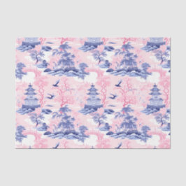 Chinoiserie Asiatische Landschaft Rosa Blau Dekora Seidenpapier