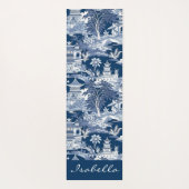 Chinoiserie Asiatische Landschaftsmalerei Blau Wei Yogamatte (Rückseite)