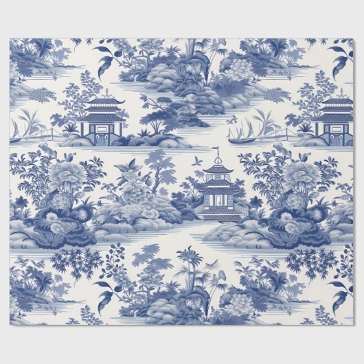 Chinoiserie Asiatische Landschaftsmalerei Geschenkpapier (Flach)