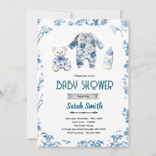 Chinoiserie baby shower party invitation einladung (Vorderseite)