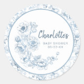 Chinoiserie Baby Shower Sticker - Blue Floral DIY (Vorderseite)