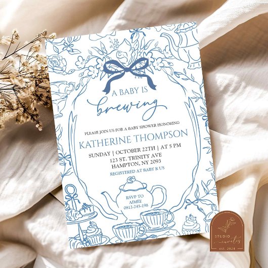 Chinoiserie Baby wird Tee Floral Baby Dusche Einladung