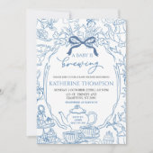 Chinoiserie Baby wird Tee Floral Baby Dusche Einladung (Vorderseite)