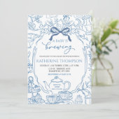 Chinoiserie Baby wird Tee Floral Baby Dusche Einladung (Stehend Vorderseite)