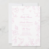 Chinoiserie Babydusche mit Soft Rose Einladung (Vorderseite)