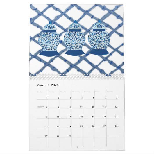 Chinoiserie Bamboo Ginger Jar Jars Kalender (Mär 2026)