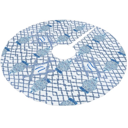 Chinoiserie Bamboo Ginger Jar Jars Polyester Weihnachtsbaumdecke (Schrägansicht)