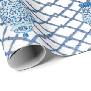 Chinoiserie Bamboo Ginger Jars Wrapping Paper Geschenkpapier