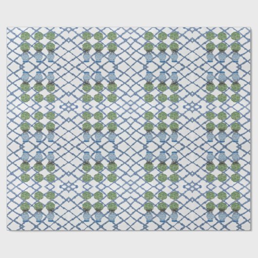 Chinoiserie Bamboo Topiaries Themenpapier Geschenkpapier (Flach)