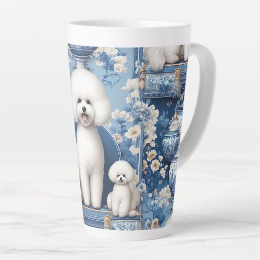Chinoiserie Bichon Frise Latte Tasse (Rechte Ecke)