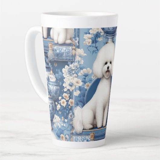 Chinoiserie Bichon Frise Latte Tasse (Linke Ecke)