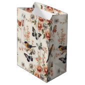 Chinoiserie Bird and Butterfly Harmonie Mittlere Geschenktüte (Rückseite Schrägansicht)