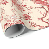 Chinoiserie Bird Asian Floral Red Pink Decoupage Geschenkpapier (Rolleneckpunkt)