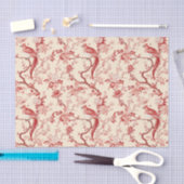 Chinoiserie Bird Asian Floral Red Pink Decoupage Seidenpapier (Handwerk)