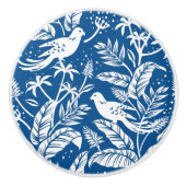 Chinoiserie Bird Blauen & Weiß Keramikknauf (Vorderseite)