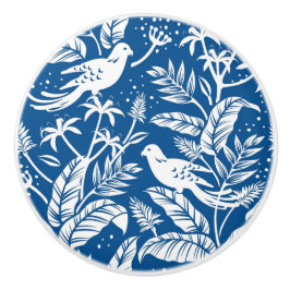 Chinoiserie Bird Blauen & Weiß Keramikknauf