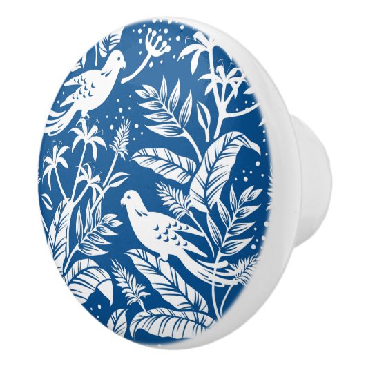Chinoiserie Bird Blauen & Weiß Keramikknauf (Rechts)