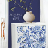 Chinoiserie Bird Floral Blue und White Decoupage Seidenpapier