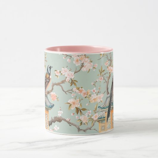 Chinoiserie Bird & Pink Cherry Blossom Tasse (Zentrum)