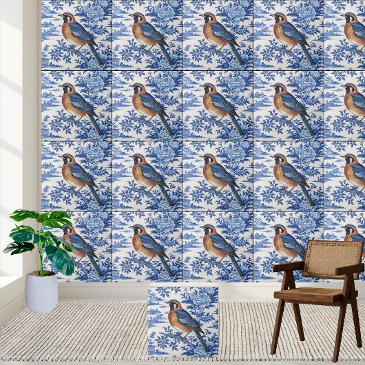 Chinoiserie Bird und Floral Tile Fliese
