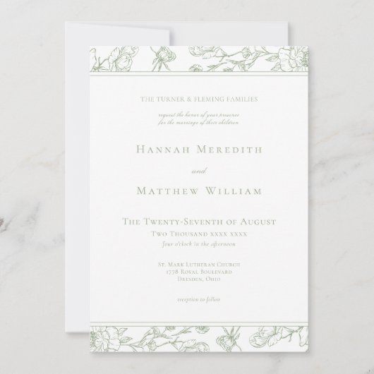 Chinoiserie Bird Wappen Border Wedding Einladung (Vorderseite)