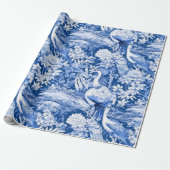 Chinoiserie Birds Blaues weißes Gemälde Geschenkpapier (Ungerollt)