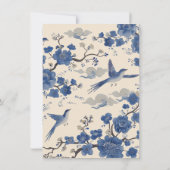 Chinoiserie Birds Floral Jar Baby Shower Einladung (Rückseite)