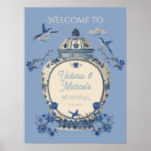 Chinoiserie Birds Floral Jar Begrüßungszeichen Poster (Vorne)