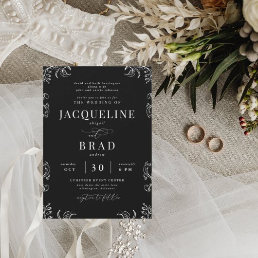 Chinoiserie Black Elegant Beide Eltern Hochzeit Einladung